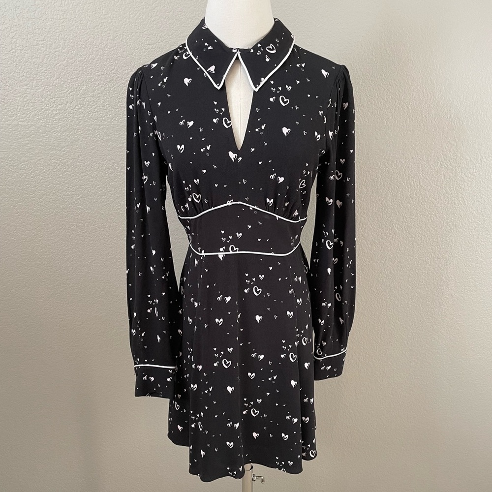 Parker Kaylin Heart Print Keyhole Dress Size 4